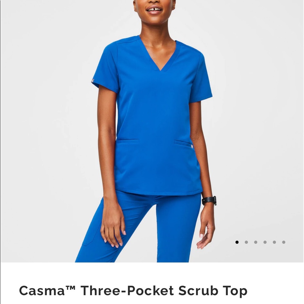 FIGS Three Pocket Royal Blue Scrub Top